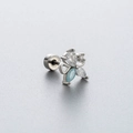 Titanium steel cartilage stud earring with colorful flower-shaped gemstone petals - Flower Zirconia Style (A38-5#) / Single Piece