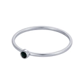 Slim silver stainless steel ring featuring a round emerald green gemstone inlay - US 5 / Green - Steel Color Band