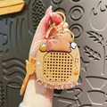 Cartoon Capybara Schlüsselanhänger mit Magnetperlen und goldenem Ring für Taschen - Braun