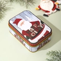 Rectangular Christmas tin box with vintage Santa design and Happy Holidays text - Christmas Candy Box Style B