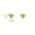 Detail view of heart-shaped gold studs with size dimensions 10mm by 10mm on white background - Heart Pleated