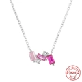 Elegant S925 sterling silver necklace with pink gradient crystals and white zircons - 925 Silver / Platinum Style 3