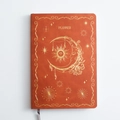 Agenda in ecopelle arancione con stampa dorata di elementi celesti sole e luna - A5 / Marrone