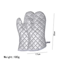 Silver quilted heat-resistant oven mitts pair with hanging loop, size 30x17cm 180g - 1 Pair / Silver Medium Grid
