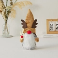 Gnome de Noël style renne marron avec bois et barbe blanche pour décoration - Marron (Élan)
