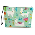 Trousse de toilette en toile vert menthe à imprimé alpaga et dragonne noire - Vert Menthe