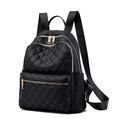 Zaino da donna nero in nylon trapuntato con eleganti cerniere dorate e capiente - Grande / Nero