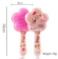 Cute flower-shaped detangling hairbrush with colorful glitter sequins and 18cm size - 02-Bicycle Perfume Pink