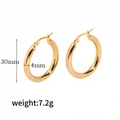 Chunky 30mm hollow hoop earrings in 18k gold plated stainless steel, 4mm tube width - Gold-30mm(TE6001-30)