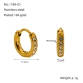 18K vergulde roestvrijstalen oorringen met sprankelende ingelegde zirkonia-steentjes - 11.5mm Ronde Ingelegde Zirkoon Stijl (ZE1749G-01)