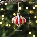 Ornamenti natalizi a cipolla con strisce glitterate rosse, oro e bianche, set da 6 - Set da 6 / Cipolla