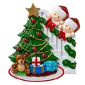 Custom DIY resin Christmas tree hanging ornament with cute bears and kids figures - 2 Members / Machine Printed