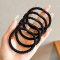 Set of 4 durable black braided elastic hair bands with smooth plastic connectors - Set of 5 / 2# Black (Approx 5cm)