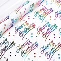 Rainbow Happy Birthday wrapping paper with colorful gradient lettering and star pattern - Birthday Series - Rainbow Gold Blessings/Roll