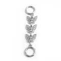 Silver butterfly bag charm extender with polished metal finish and dual spring hooks - Silver Butterfly Shape