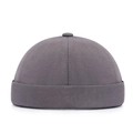 Gorro docker clásico de algodón gris con borde enrollado para un estilo urbano unisex - Ajustable / Gris