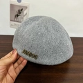 Boina de punto de chenilla gris con lentejuelas y logo FARIOG para moda de invierno - Gris