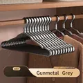 Gunmetal grey aluminum clothes hanger with anti-slip grooves, size 41x20.5x1.2cm - Gun Gray【1.2cm】