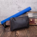 Modern dark brown PU leather chest bag for men with multi-zipper pockets and adjustable strap - Black and Brown