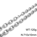 Silberne O-Gliederkette aus Edelstahl 710x10mm Größe und 120g Gewicht Variante - Stahlfarbene Halskette (710x10mm)