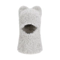 Gemütliche graue Balaclava aus Kunstpelz für Damen mit süßen runden Ohren für den Winter - Beige