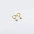 Golden star shaped earrings with inlaid rhinestones and minimalist elegant design - Pentagram