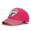 Mädchen Baseballkappe in Rosarot mit Regenbogen Herz-Pailletten und Glitzerschirm - Regenbogen Pailletten Herz - Rosarot