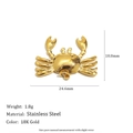 Detailed size chart for 18K gold stainless steel crab charm with dimensions and weight - Crab Pendant - Gold