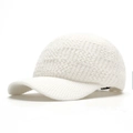 Minimalist white knit baseball cap for women with warm rabbit fur texture for winter - Adjustable / Off White