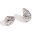 Pendientes de gota plateados con diseño de lazo de mariposa y cristales finos - Pendientes de Botón de Mariposa con Diamantes de Imitación de Gota de Agua de Lujo / Color Acero