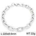 Bracciale a catena hip hop in acciaio inossidabile argento con anelli ovali strutturati - Colore Acciaio (KB188473-Z)