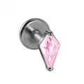 G23 titanium flat back labret stud featuring a sparkling pink rhombus zircon stone - 1.2x8mm / Pink Rhombus Zirconia