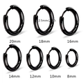 Classic black titanium steel round hoop earrings available in 8mm to 20mm diameters - 2.5mm Black Combo (Set of 7)