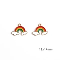 Rainbow cloud enamel charm in gold alloy for DIY jewelry making, 19x14mm size - Small Rainbow