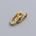 Gold-plated 925 silver U-shape hoop earrings featuring blue cubic zirconia stones - Gold Color (Blue Stone)