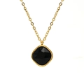Collana in acciaio inossidabile placcato oro 18K con ciondolo in zircone nero quadrato - Zirconia Quadrata (ZG225) / Nero