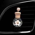 Milk tea color cartoon car air vent perfume bottle with white flower in glass - Milk White Flower / Air Vent Empty Bottle