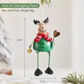 Christmas iron reindeer ornament in red and green with bell and dangling legs, 12x6cm size - Iron Reindeer with Hanging Legs