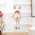 Plush Christmas reindeer doll pendant with knitted scarf and silver snowflake detail - Snowflake / White