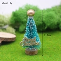 Miniature green Christmas tree with golden Merry Christmas sign, 7.5cm tall on wood base - 7.5cm Pearl Top