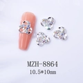 Macro view of clover nail charm with silver metal finish and sparkling rhinestones - Silver AB Rhinestone Hollow Knot (8864)