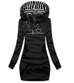 Slim fit black long sleeve hooded sweatshirt dress featuring heartbeat graphic print - S / Tops / Black (Heart Print)