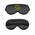 Adjustable black faux silk eye mask with gold Team Bride text and heart pattern - Heart Team Bride / Black
