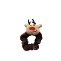 Chouchou de Noël en peluche avec tête de renne marron et nez rouge sur fond blanc - Renne Couleur Café