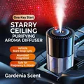 Car fragrance diffuser with gardenia scent and starry sky projector in black matte - Plug-in Starry Sky / Gardenia