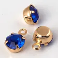 Deep blue zircon pendant charm with gold plated four-claw setting for DIY jewelry - 1 Piece / Gold Plated with Zirconia Blue