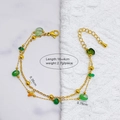 Bracciale a doppio strato bohémien con pietre verdi e arancioni, regolabile da 16+4cm - Catena di Perline Verdi