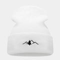 Berretto in maglia bianco con ricamo montagna, caldo cappello invernale per uomo e donna - M (56-58cm) / Bianco