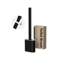 Brosse de toilette en silicone noir avec manche et emballage en carton brun - Noir profond