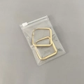 Square gold matte earrings securely stored in a transparent PVC self-sealing jewelry bag - 30 Micron 7x10cm Zipper / 100 Pcs/Pack